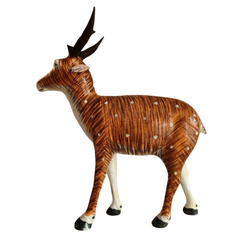 Wooden standing deer toy crafted in Nirmal lacquer art style
