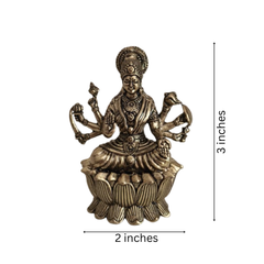 Mahalakshmi Idol with Eight Arms - Goddess of Fortune, Seated on Lotus Base