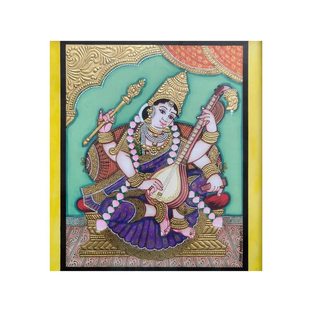 Mysore Saraswathi Painting | 22KT Gold Leaf Paintings
