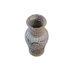 Decorative Flower Vase with Jali Artwork – Artisan Carved Home Accent