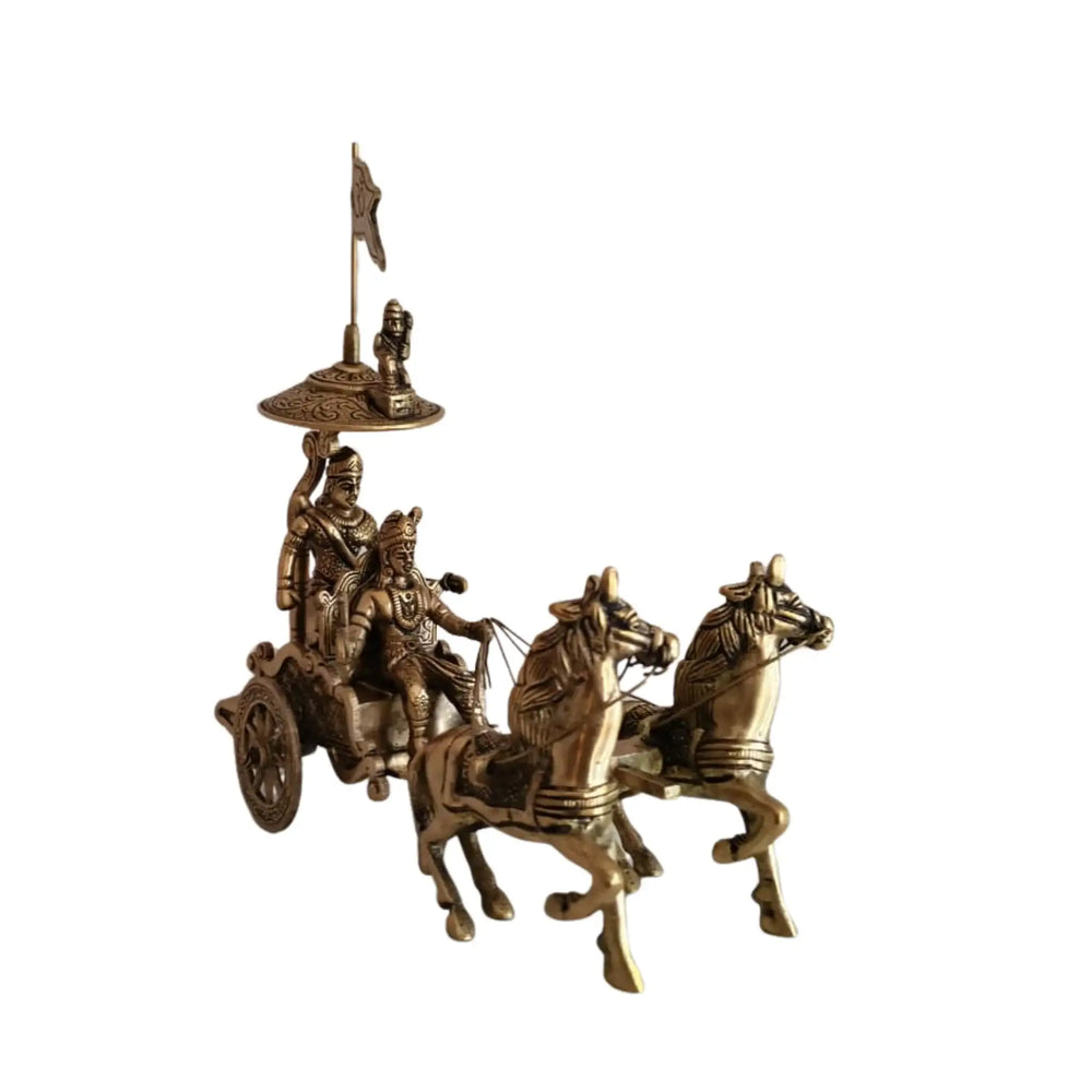 Lord Krishna and Arjuna Chariot Idols Brass Ware