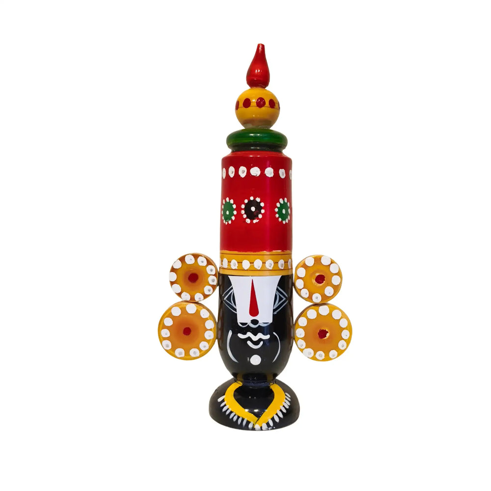 Majestic Etikoppaka Balaji Idol – Handcrafted Wooden Folk Art of Tirumala Tradition Etikoppaka Lacquerware