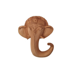 Hand-Carved Wooden Ganesha Elephant Head Wall Hanging Wood Decorative