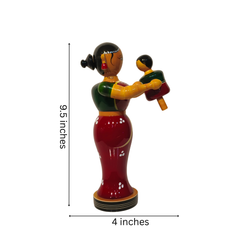 Eternal Bond: Mother and Son – Etikoppaka Wooden Art