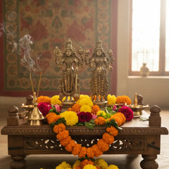 Divine Brass Vishnu Lakshmi Idols Set – Traditional South Indian Handcrafted Art Brass Ware