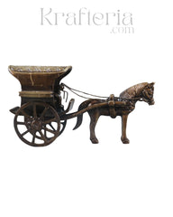 Antique Brass Horse Chariot – Exquisite Craftsmanship from India