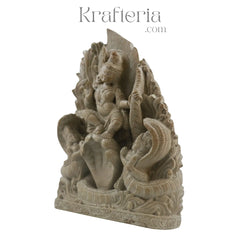 Krishna Sculpture on Snake – Divine Protector and Savior Soft Stone