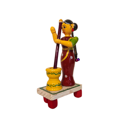 The Village Pounding Woman – Etikoppaka Wooden Craft