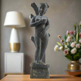 Elegant Sculpture of Girl with Hand on Chest – Expressive and Thoughtful