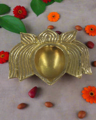 Handcrafted Brass Lotus Diya with Intricate Design