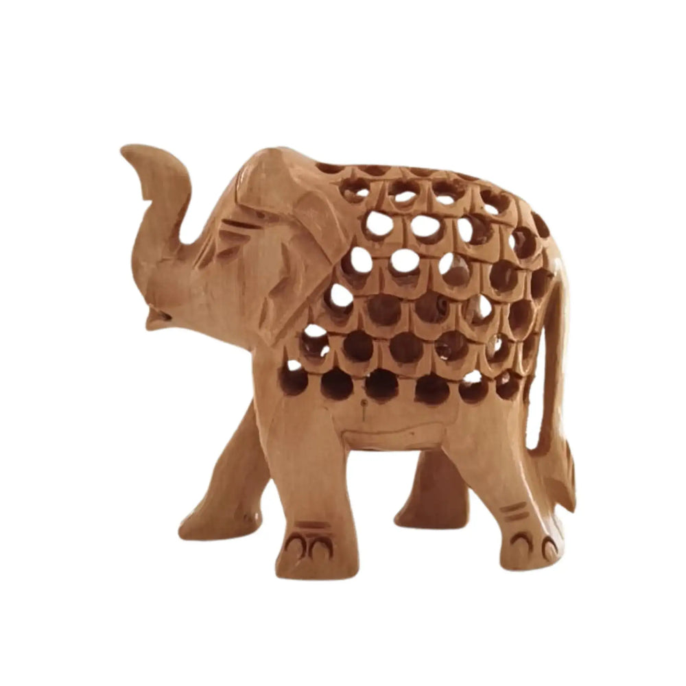 Wooden Elephant with Jali Work | Handmade Indian Craft Sculpture maruthi handicrafts