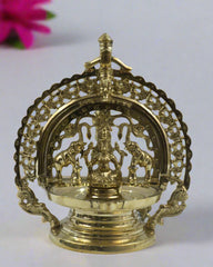 Bronze Hanging Deepam Decorative brass lamp with intricate design on a white background