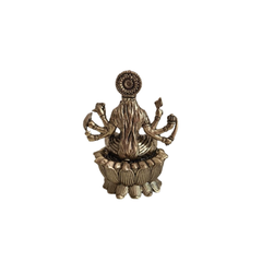 Mahalakshmi Idol with Eight Arms - Goddess of Fortune, Seated on Lotus Base