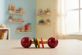 Multicolor wooden baby rattle dumbbell design