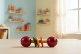 Multicolor wooden baby rattle dumbbell design