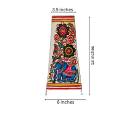 Artistic Hand-Painted Indian Leather Lamp with Elephant and Floral Motifs
