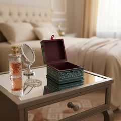 Colorful hand-painted royal elephant wooden jewellery box with traditional Rajasthani artwork and intricate detailing