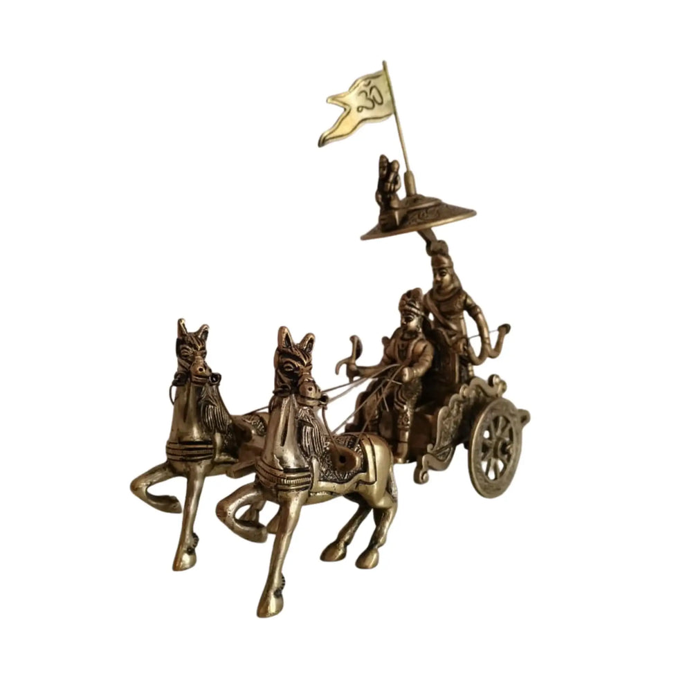 Lord Krishna and Arjuna Chariot Idols Brass Ware