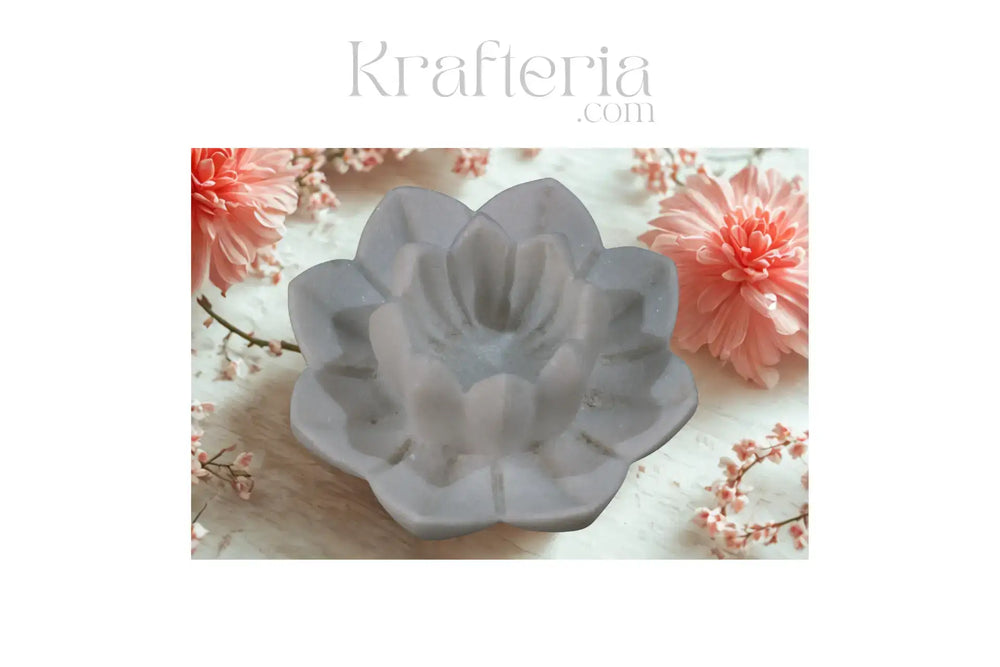 Marble Lotus Flower Candle Stand – Artistic and Serene Accent Marble Soft Stone