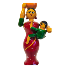 Etikoppaka Lacquered Wooden - Mother, Child, and Water Pot
