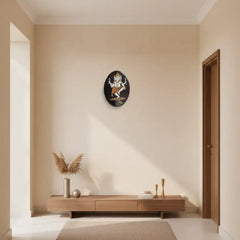 Nritya Ganesha (Dancing Ganesha) – Oval Rosewood Inlay Frame Inlay Art