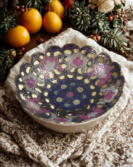 Artisan Bloom-Brass Bowl with Floral Motif