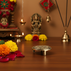 Brass Decorative Pedestal Stand - Round Ritual Holder