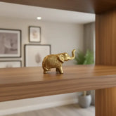 Small Brass Elephant idol- Decorative Trunk Up Statue Brass Ware