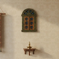 Hand-Painted Wooden Jharokha Door Frame – Traditional Wall Decor maruthi handicrafts