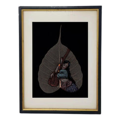 Musician on a Bodhi Leaf Miniature Painting Paintings