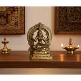 Majestic Brass Lakshmi Devi Idol - Seated Goddess Sculpture