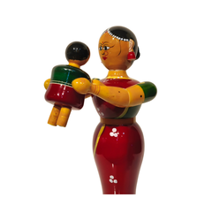 Eternal Bond: Mother and Son – Etikoppaka Wooden Art