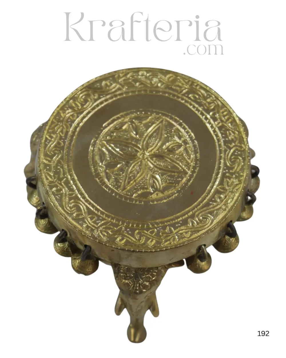 Brass Elephant Pooja Stools With Hanging Bells Brass Ware