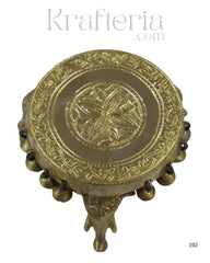 Brass Elephant Pooja Stools With Hanging Bells