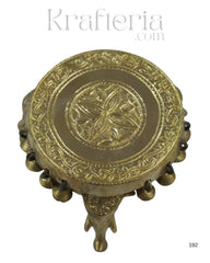 Brass Elephant Pooja Stools With Hanging Bells Brass Ware
