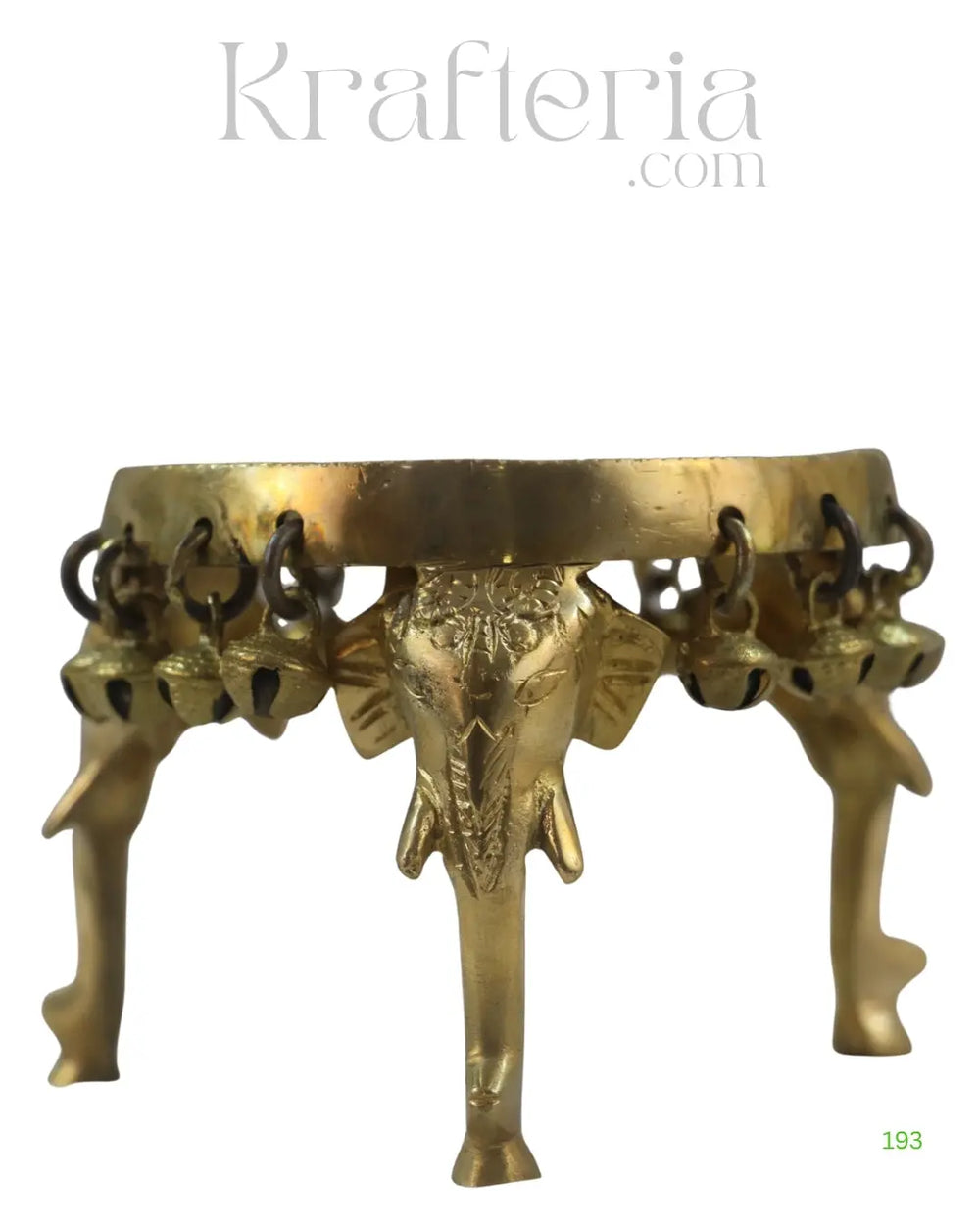 Brass Elephant Pooja Stools With Hanging Bells Brass Ware