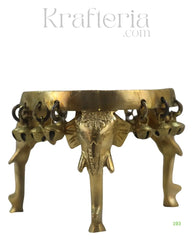 Brass Elephant Pooja Stools With Hanging Bells Brass Ware