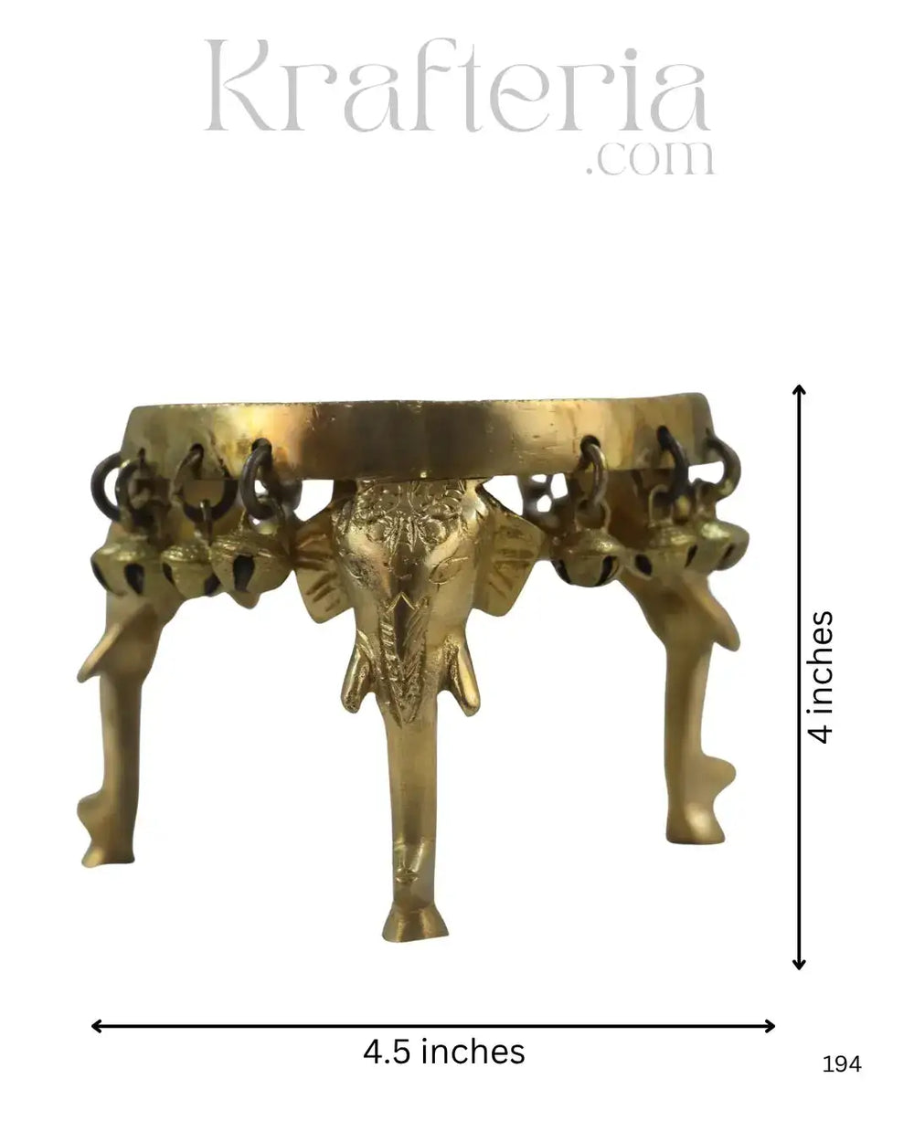 Brass Elephant Pooja Stools With Hanging Bells Brass Ware