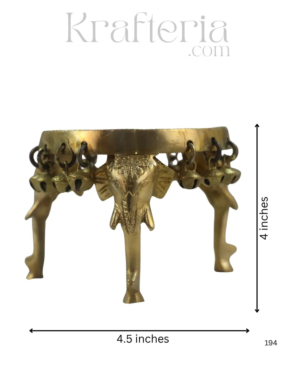 Brass Elephant Pooja Stools With Hanging Bells Brass Ware