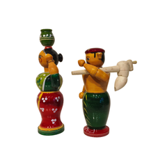 The Etikoppaka Village Couple - A Portrait of Rural Life in Lacquerware