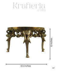 Brass Elephant Pooja Stools With Hanging Bells Brass Ware