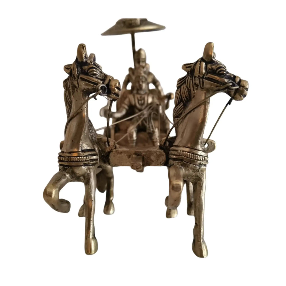 Lord Krishna and Arjuna Chariot Idols Brass Ware