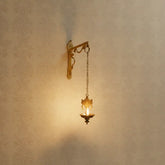 Traditional Handcrafted Hanging Brass Diya/Deepam with Chain and Decorative Chakra Brass Ware