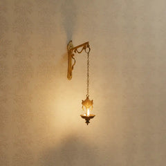 Traditional Handcrafted Hanging Brass Diya/Deepam with Chain and Decorative Chakra Brass Ware