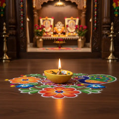 Hand-Painted Traditional Blue Pottery Diya | Oil Lamp For Pooja Room Pottery