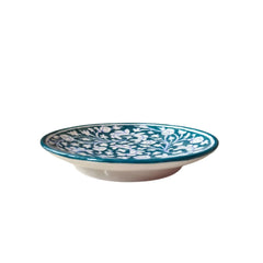 Hand-Painted Teal Blue Pottery Floral Wall Plate Pottery