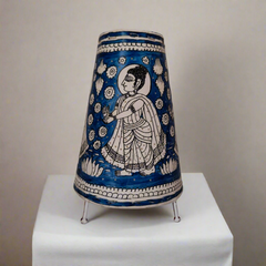 Traditional Indian Leather Puppetry Lamp - Buddha with Lotus | Bed Lamp Leather Paintings