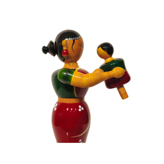 Eternal Bond: Mother and Son – Etikoppaka Wooden Art