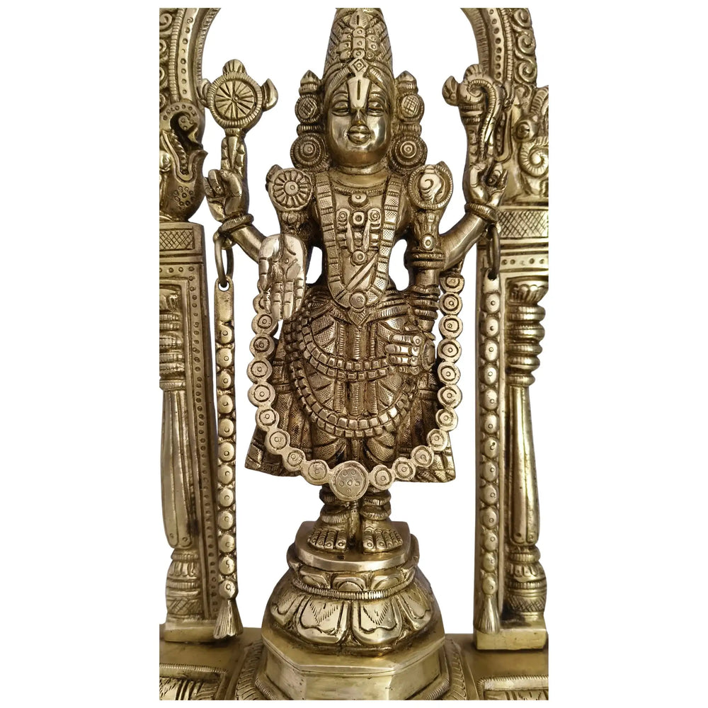 Brass Lord Venkateswara Statue (Balaji) with Majestic Prabhavali Arch Brass Ware