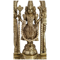 Brass Lord Venkateswara (Balaji) Statue with Majestic Prabhavali Arch